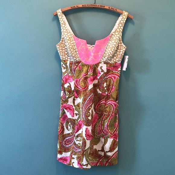 NWT Milly Silk and Brocade Hot Pink Paisley Dress - Picture 1 of 8